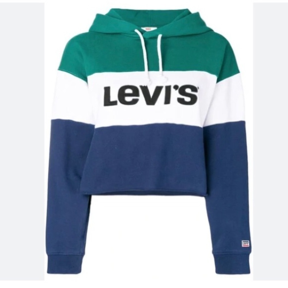LEVIS colour block CROPPED HOODIE size large